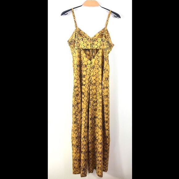 Current Air Yellow Snakeprint Wide Leg Jumpsuit M - Picture 5 of 12